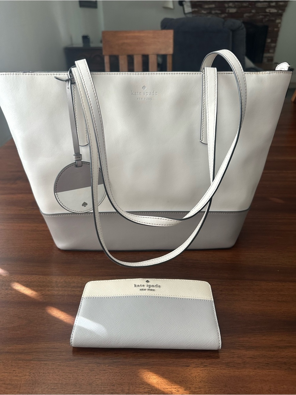Kate Spade Briel Large Colorblock Tote & Wallet Bundle - White / Gray
